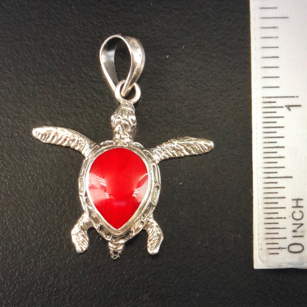 Silver Enamel Turtle Pendant/Charm